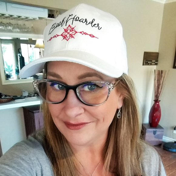 Custom Made "Book Hoarder" White Baseball Cap - Adjustable Velcro - Picture 8 of 9